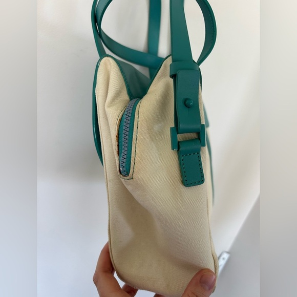 Aqua and Canvas Kate Spade Saturday Purse - Picture 9 of 12